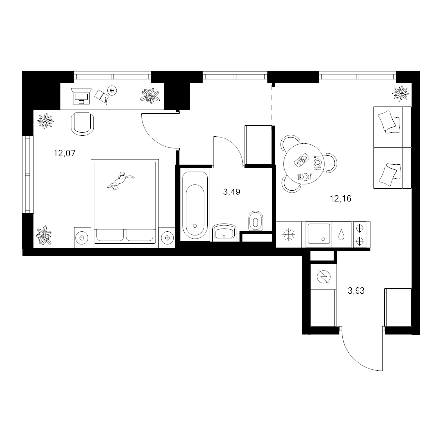 1 ккв 35,6 м²