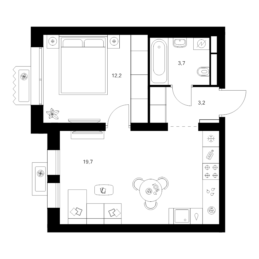 2 ккв (Евро) 38,8 м²
