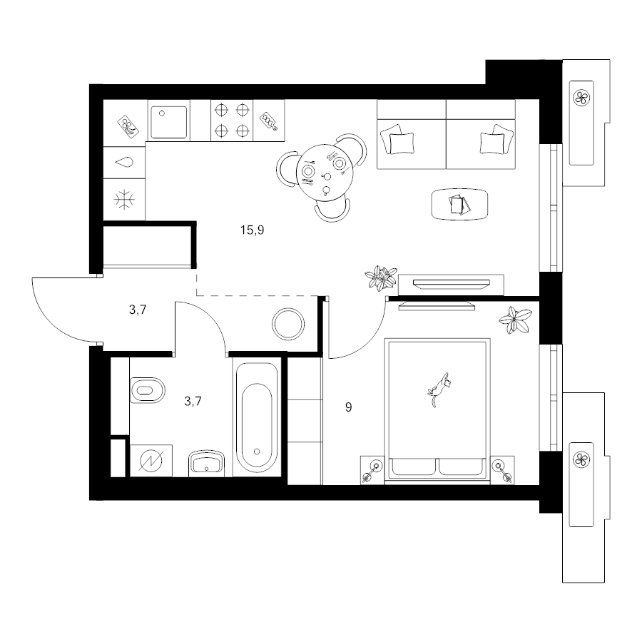 2 ккв (Евро) 32,3 м²