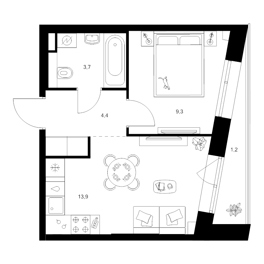 1 ккв 32,5 м²