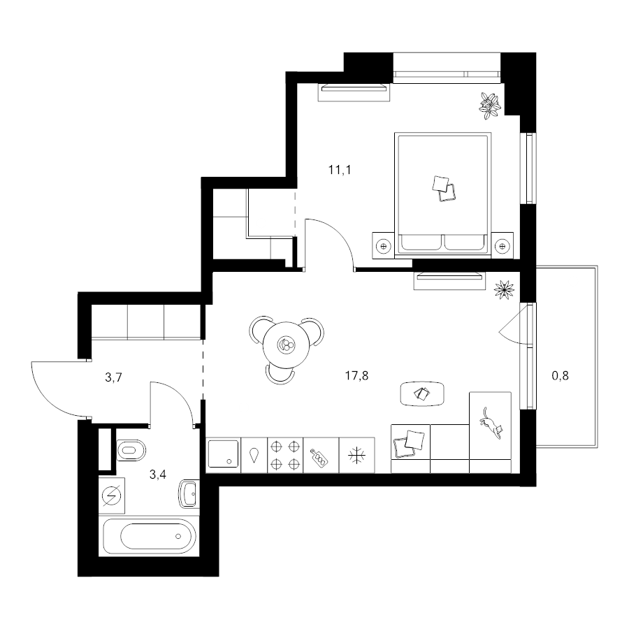 2 ккв (Евро) 38,4 м²