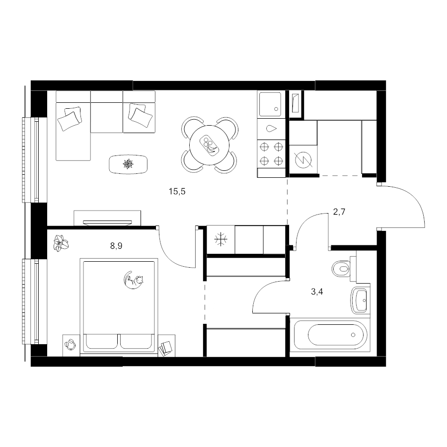 2 ккв (Евро) 37,1 м²