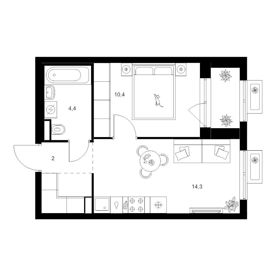 1 ккв 34,8 м²
