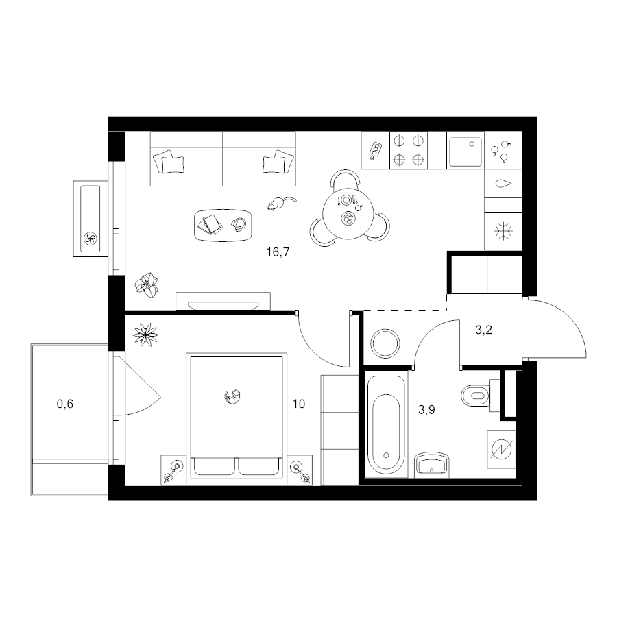 2 ккв (Евро) 34,4 м²