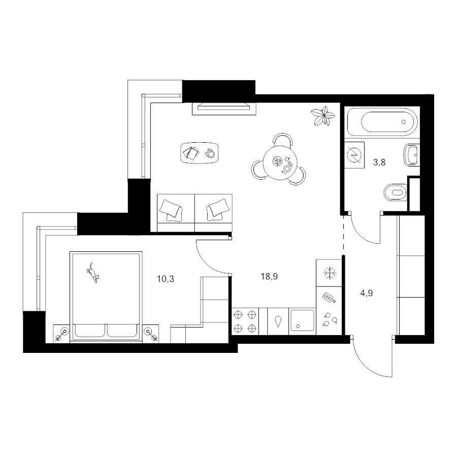 2 ккв (Евро) 37,9 м²