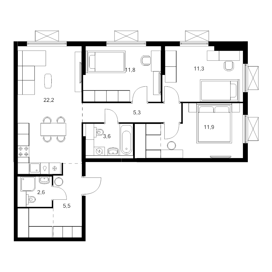 4 ккв (Евро) 79,6 м²