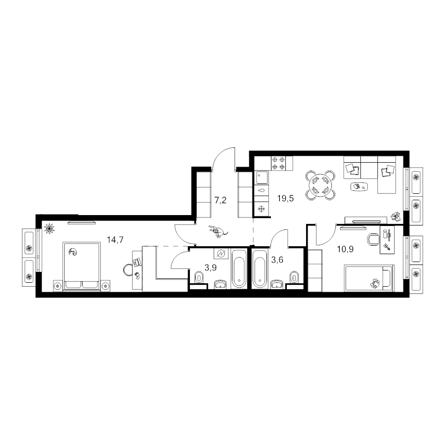 3 ккв (Евро) 63,5 м²