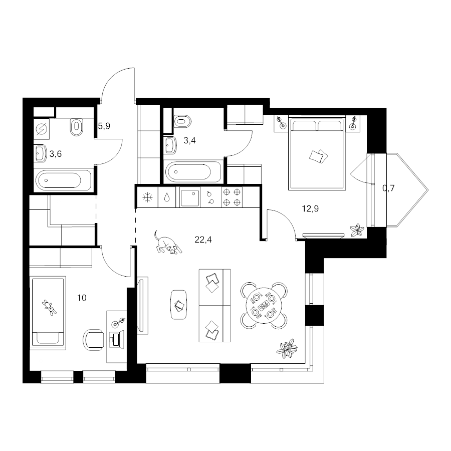 3 ккв (Евро) 61,8 м²