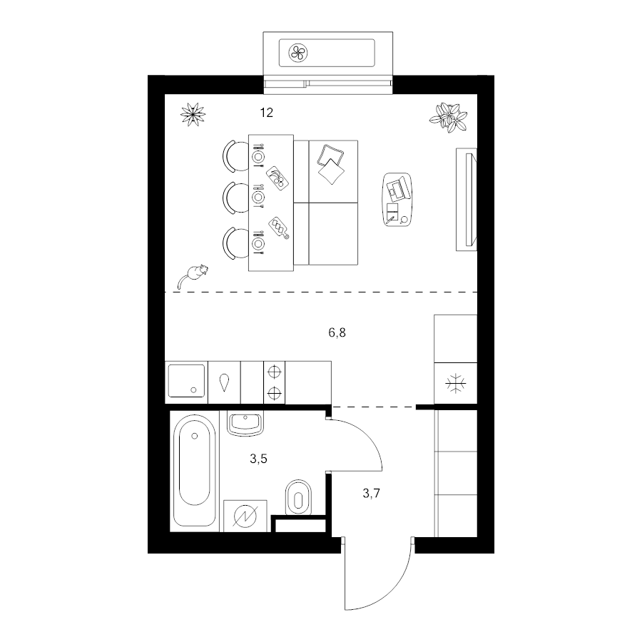Студия 25,4 м²