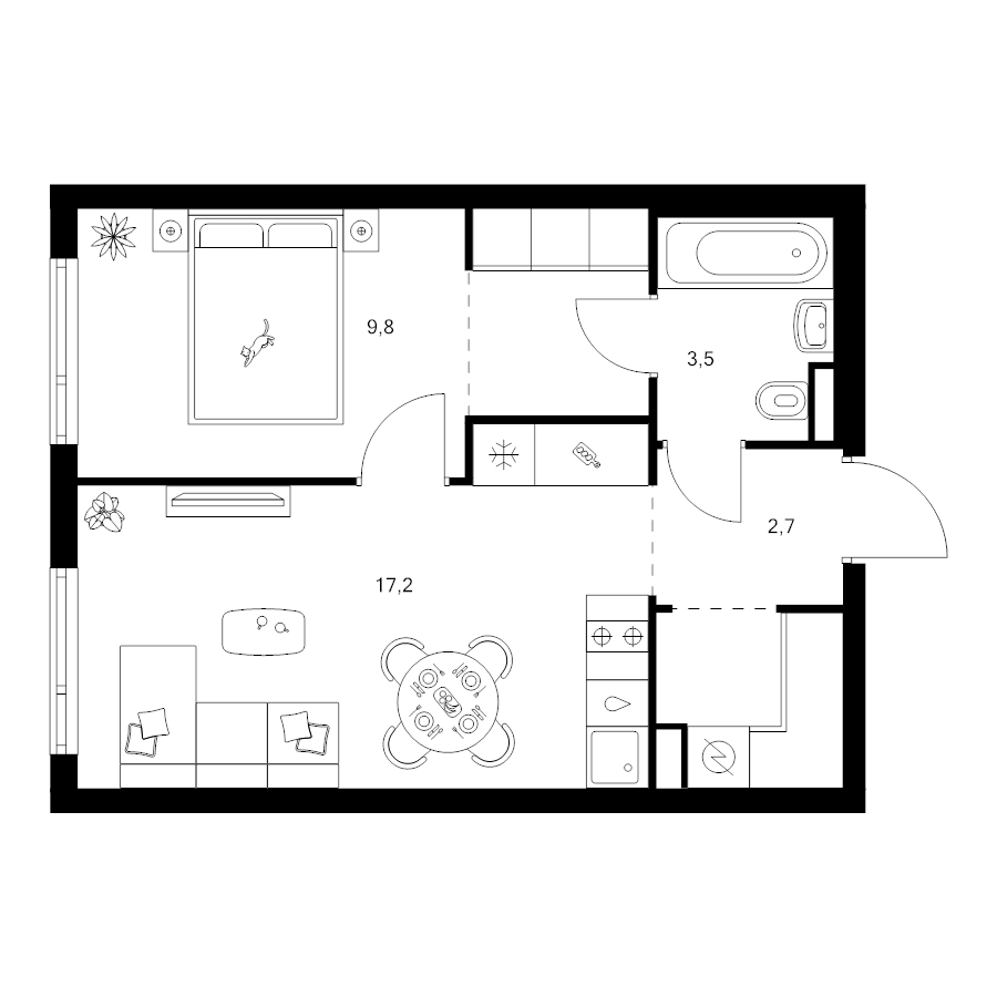 2 ккв (Евро) 40 м²