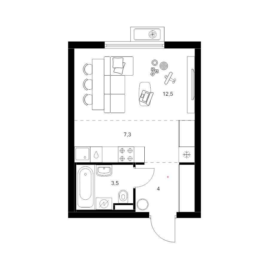 Студия 27,3 м²