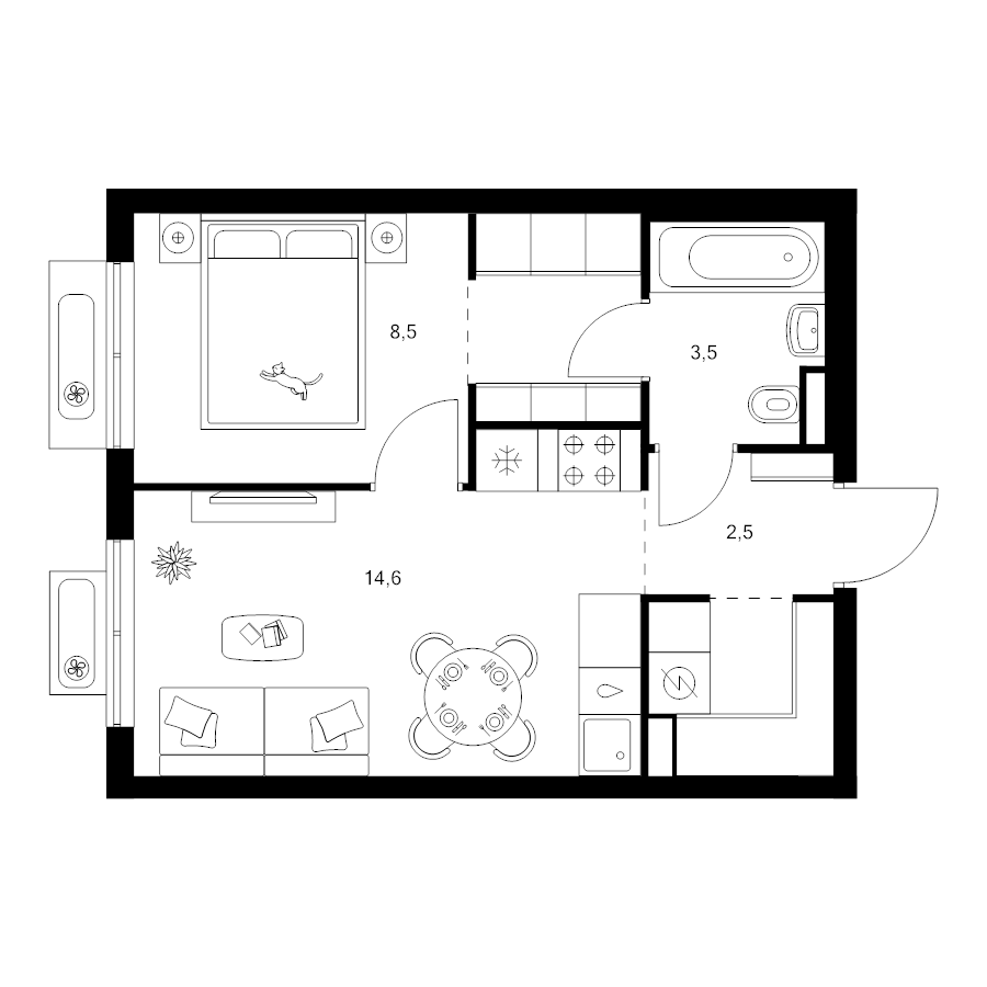 1 ккв 35,3 м²