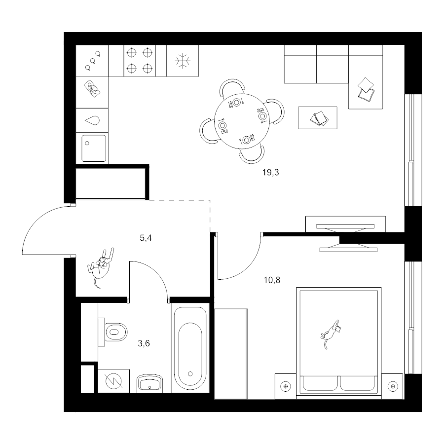 2 ккв (Евро) 39,1 м²