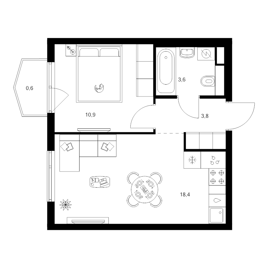 2 ккв (Евро) 37,3 м²