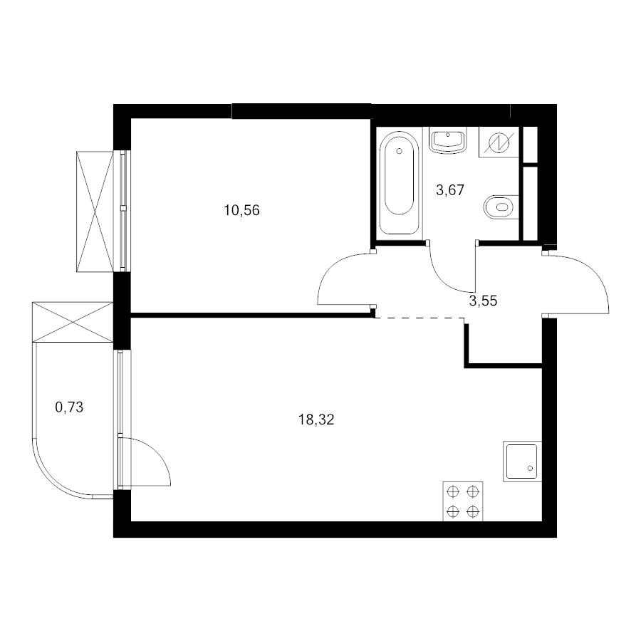 2 ккв (Евро) 36,8 м²