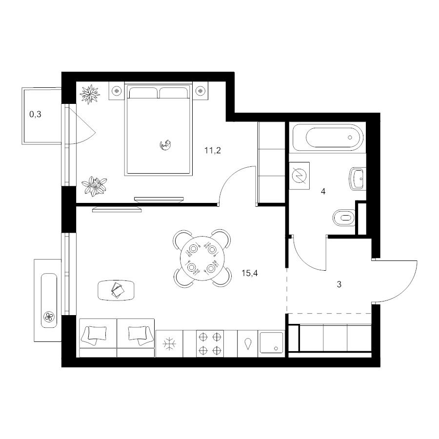 2 ккв (Евро) 35,3 м²