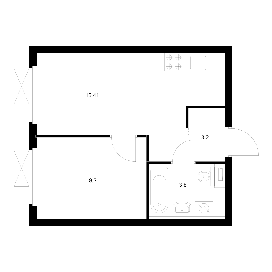 2 ккв (Евро) 31,6 м²