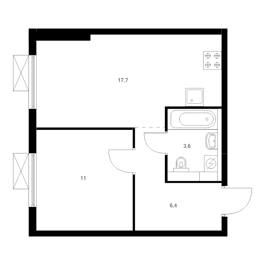 2 ккв (Евро) 37,9 м²