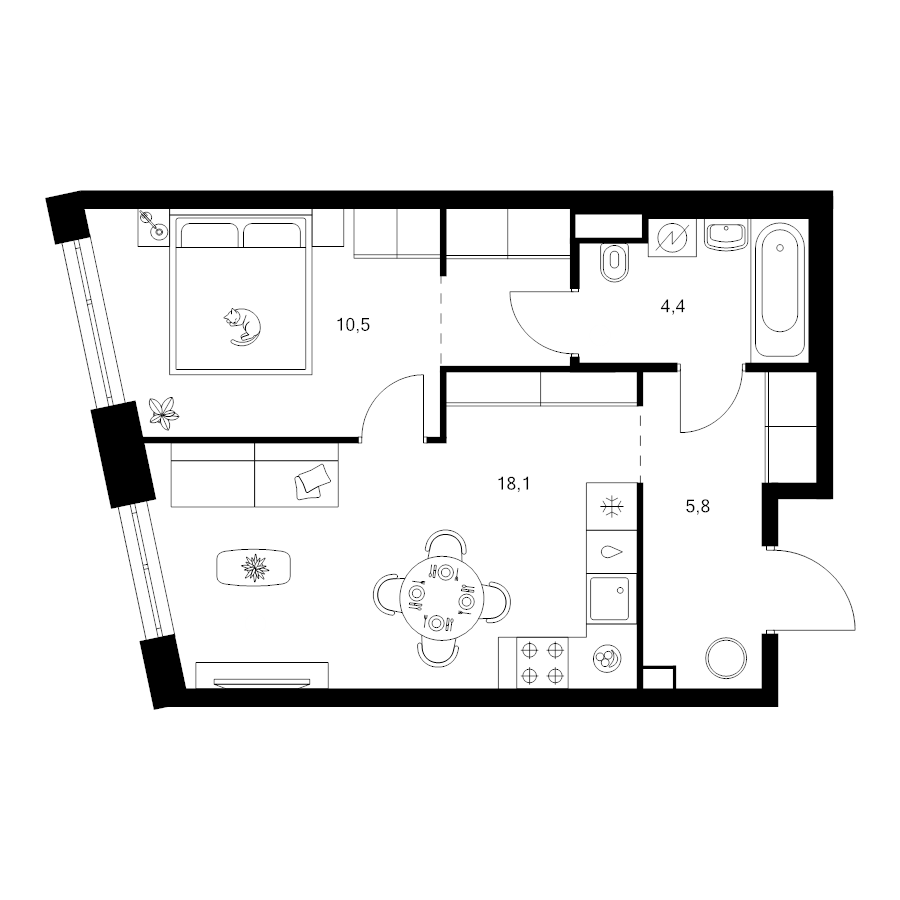 2 ккв (Евро) 41,6 м²