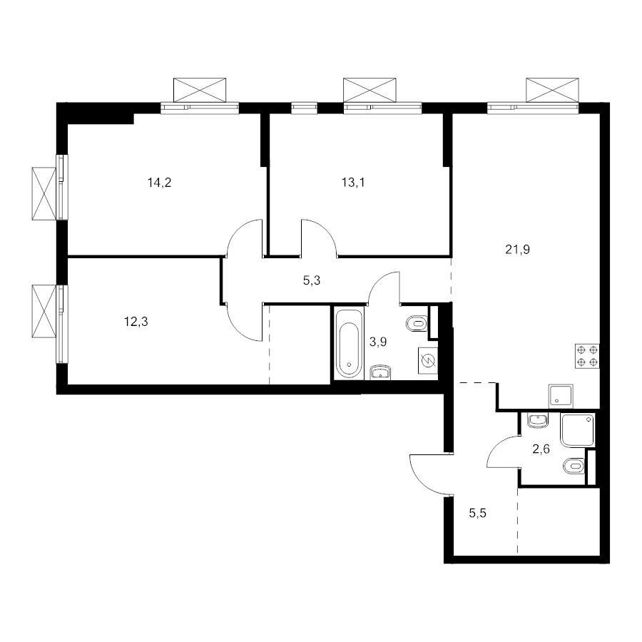 4 ккв (Евро) 84,1 м²