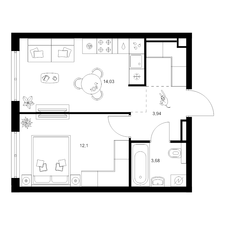 1 ккв 36 м²