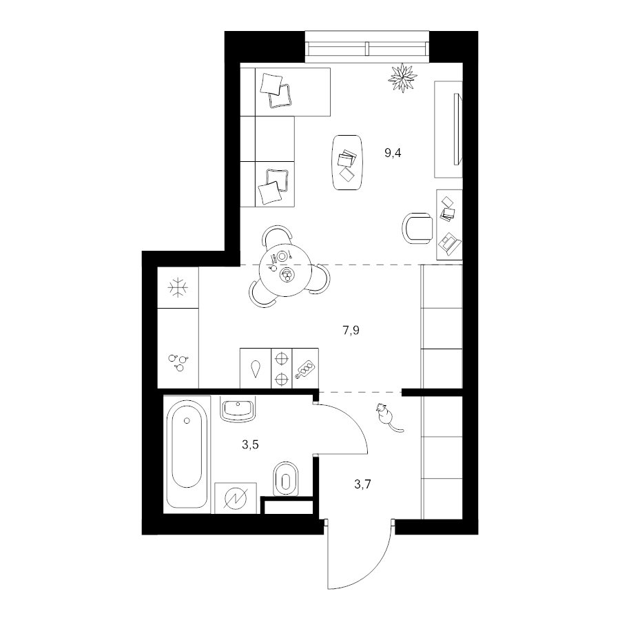 Студия 24,5 м²