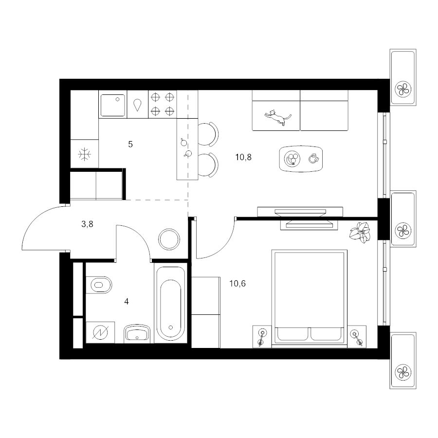2 ккв (Евро) 34,2 м²