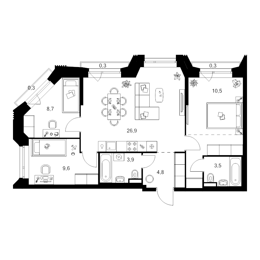 4 ккв (Евро) 74,5 м²
