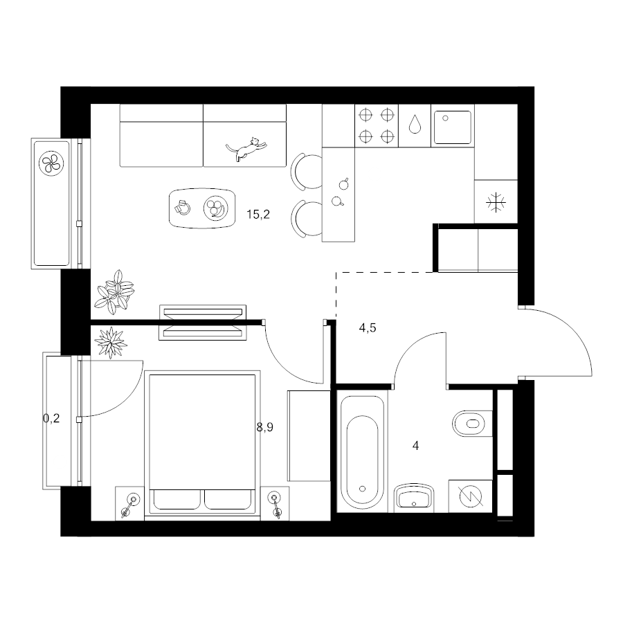 2 ккв (Евро) 32,8 м²