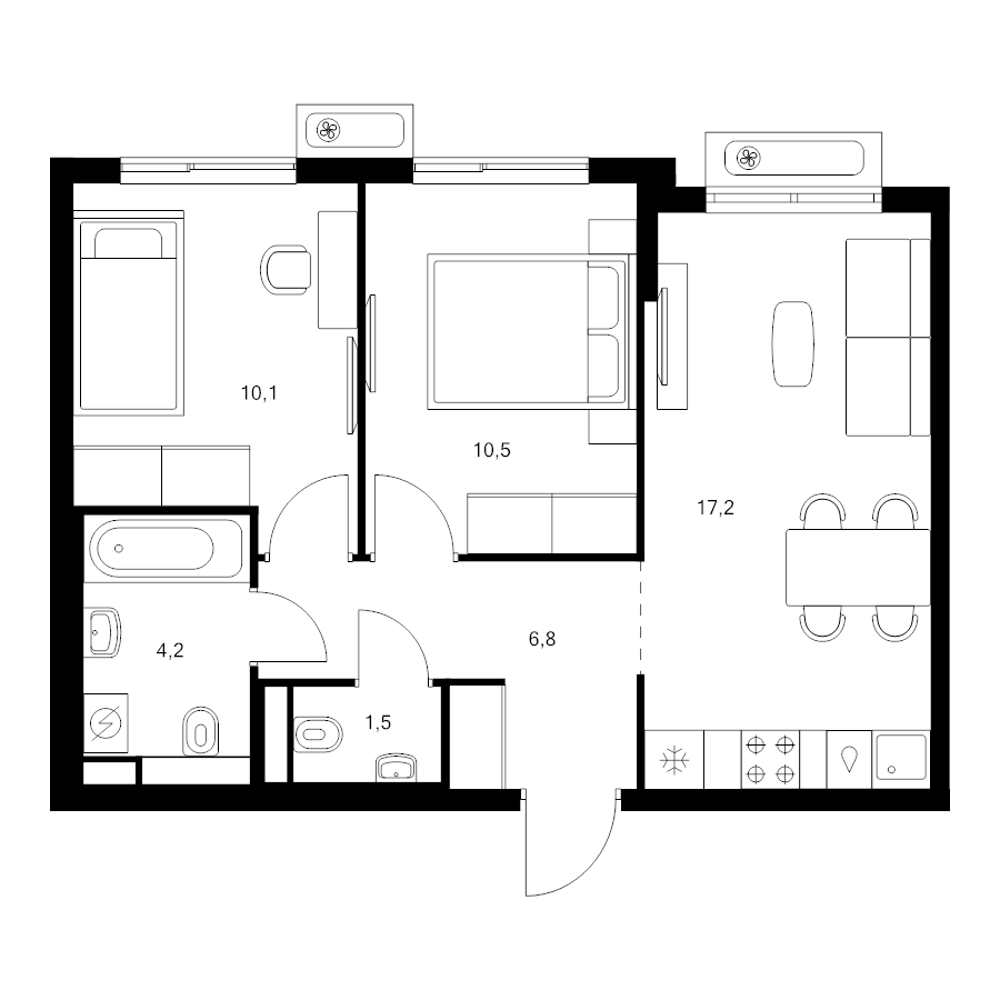 3 ккв (Евро) 50,3 м²