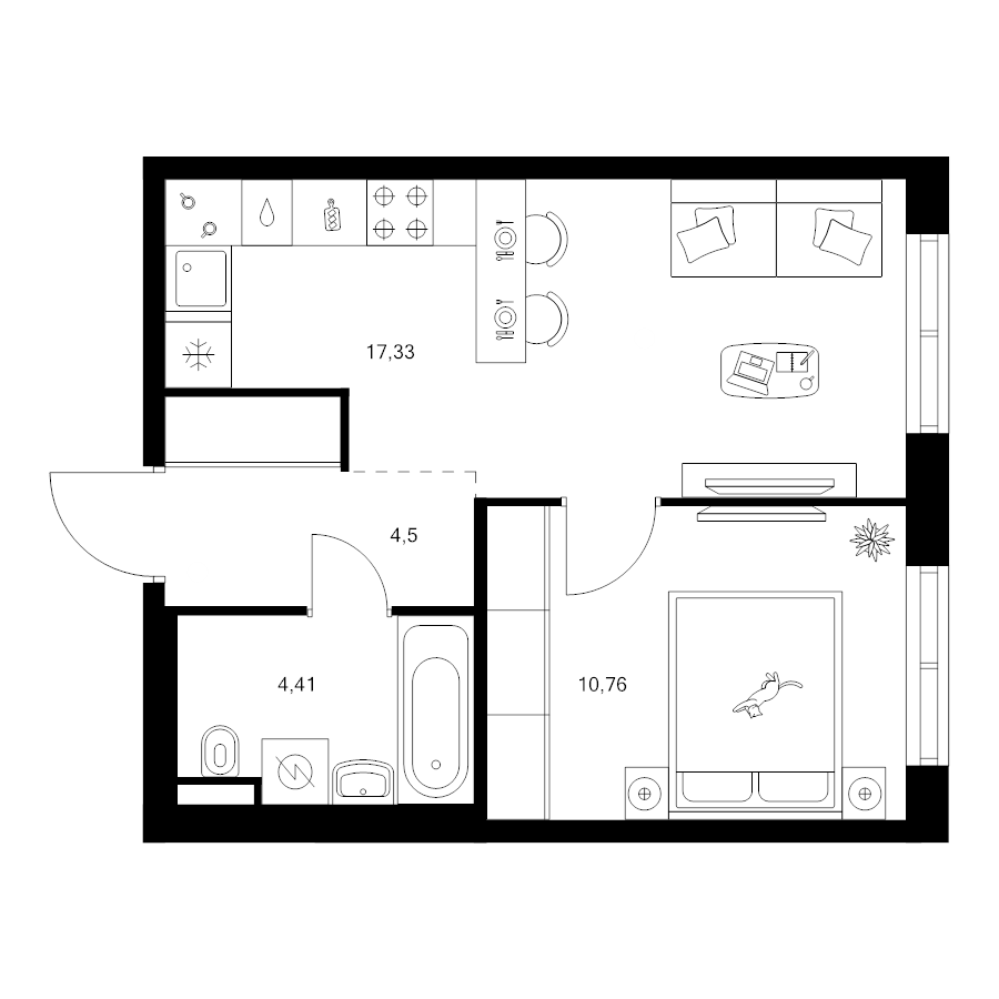 2 ккв (Евро) 37,3 м²