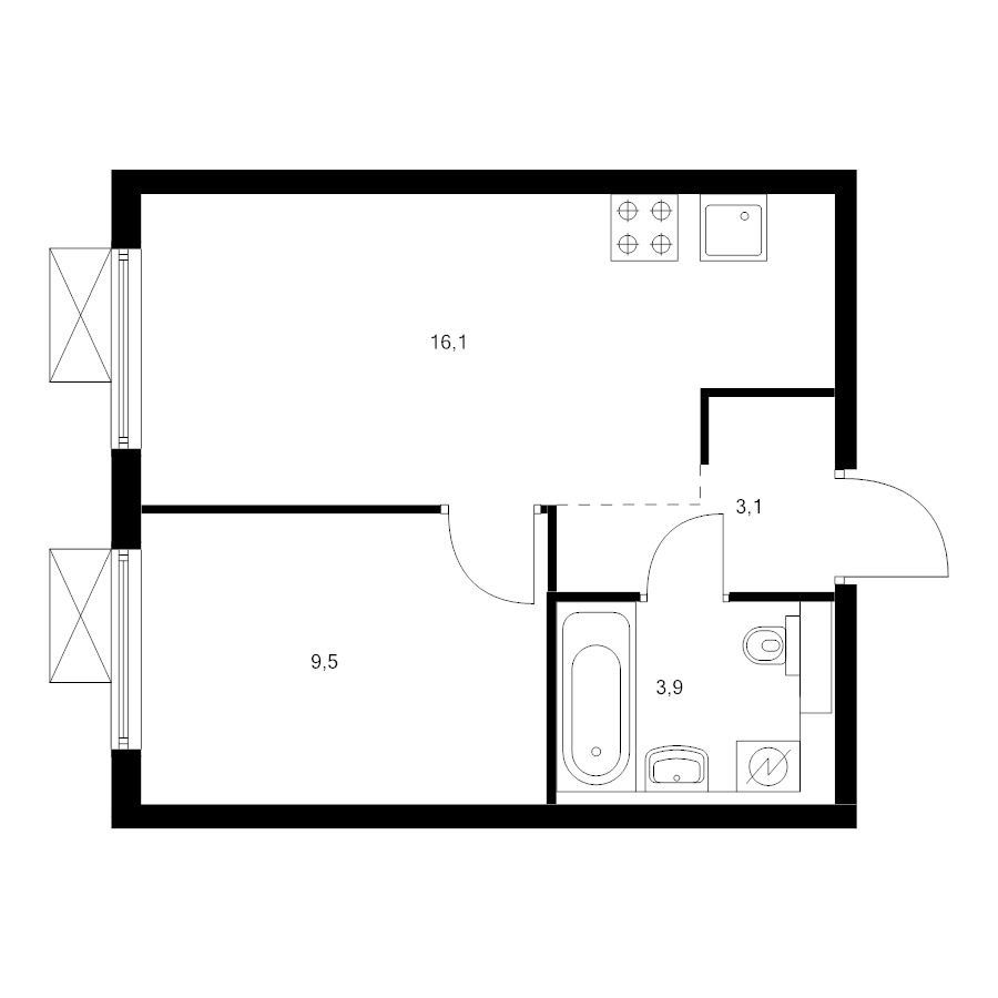 2 ккв (Евро) 31,8 м²