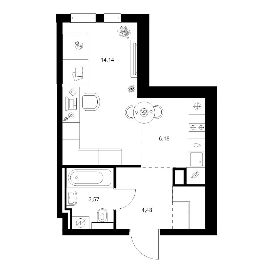 Студия 30 м²