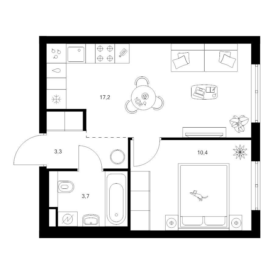 2 ккв (Евро) 34,6 м²