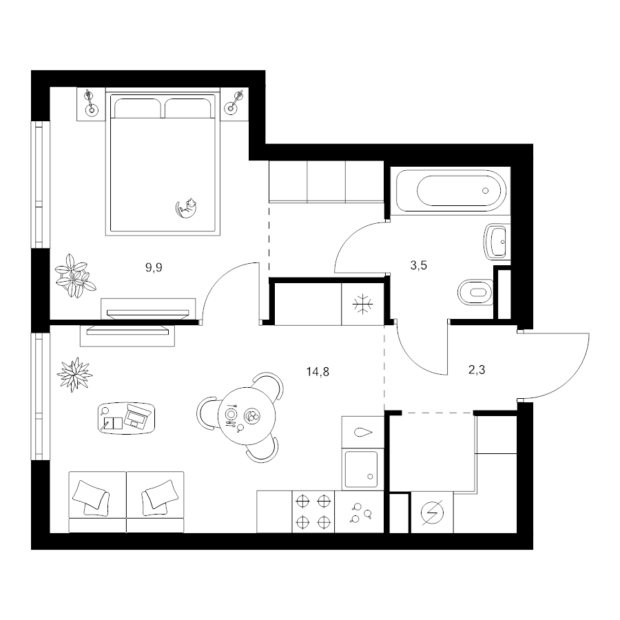 1 ккв 36 м²