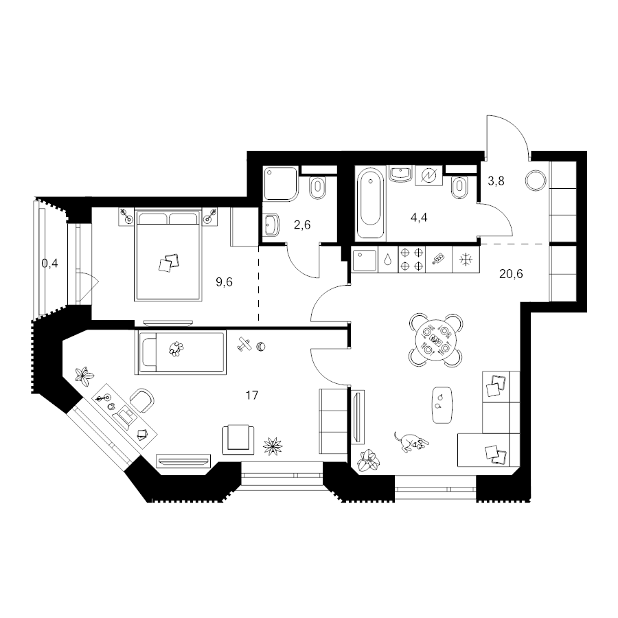 3 ккв (Евро) 61,8 м²