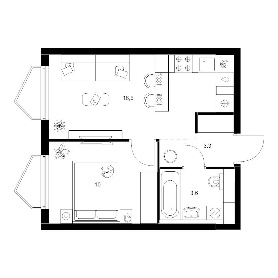 2 ккв (Евро) 33,4 м²
