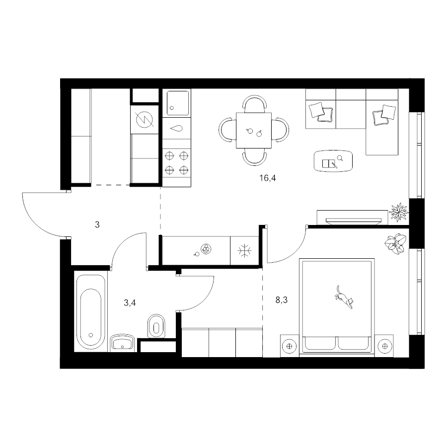 2 ккв (Евро) 37,6 м²