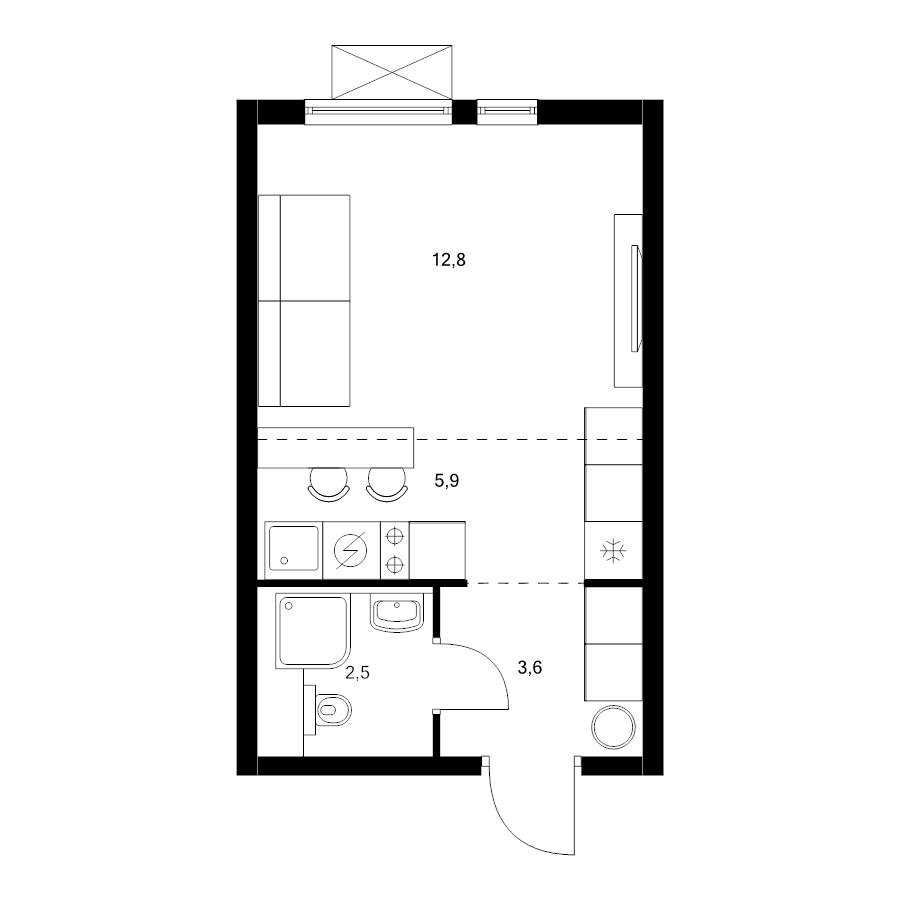 Студия 24,8 м²