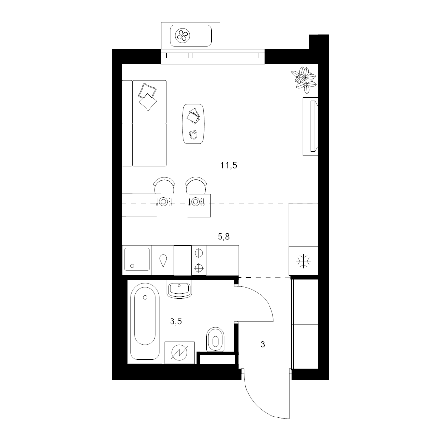 Студия 23,8 м²