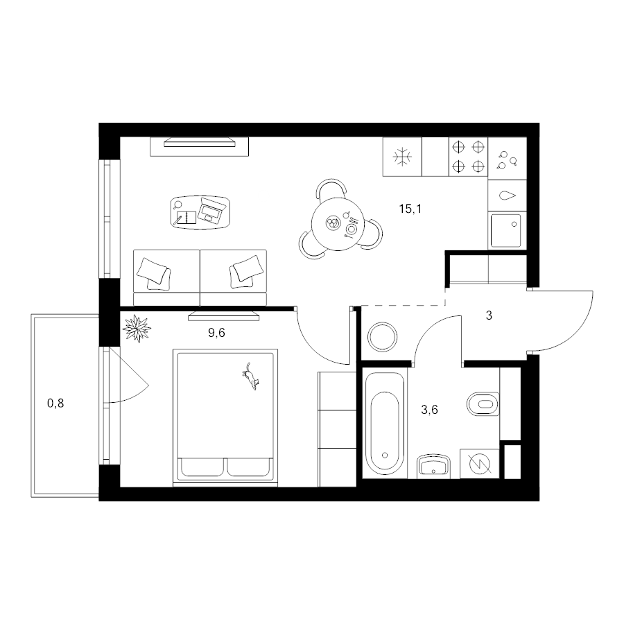 1 ккв 32,1 м²