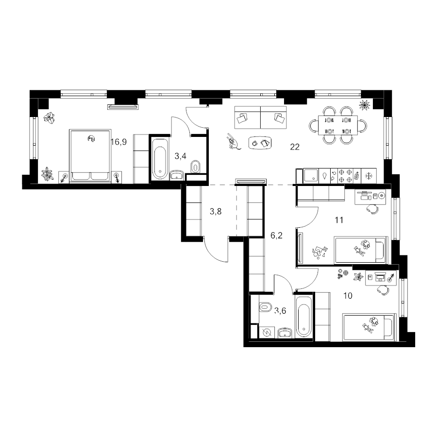 4 ккв (Евро) 78,9 м²