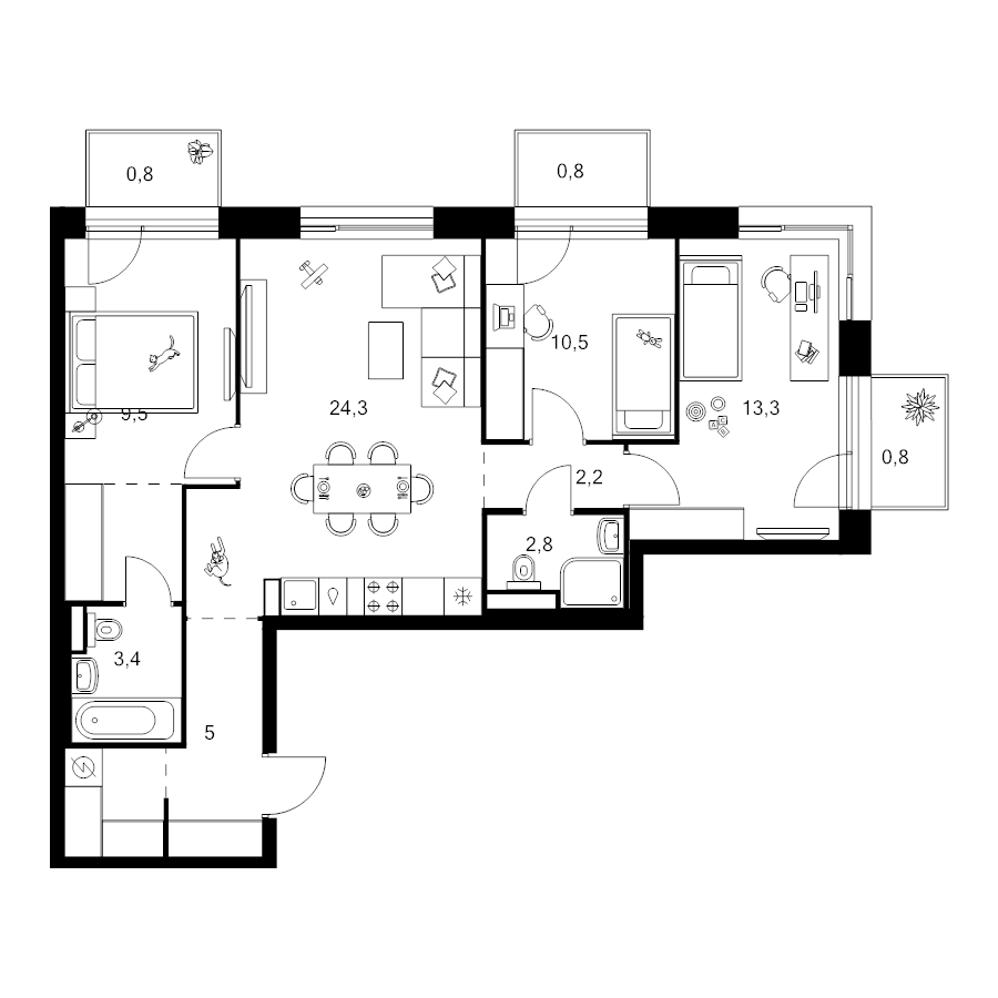 4 ккв (Евро) 79,5 м²
