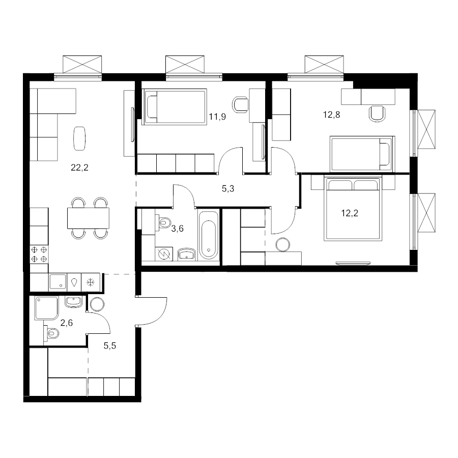 4 ккв (Евро) 81,5 м²