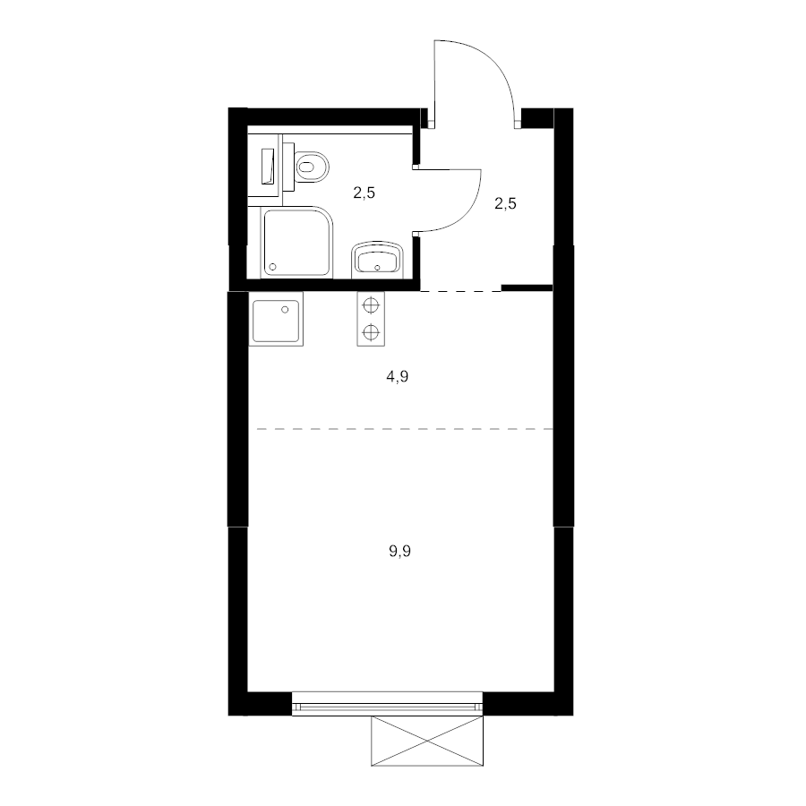 Студия 19,8 м²