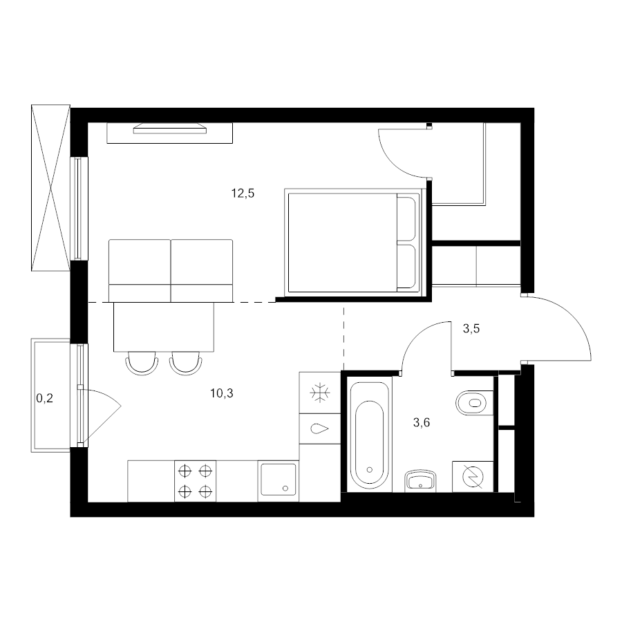 Студия 32,2 м²