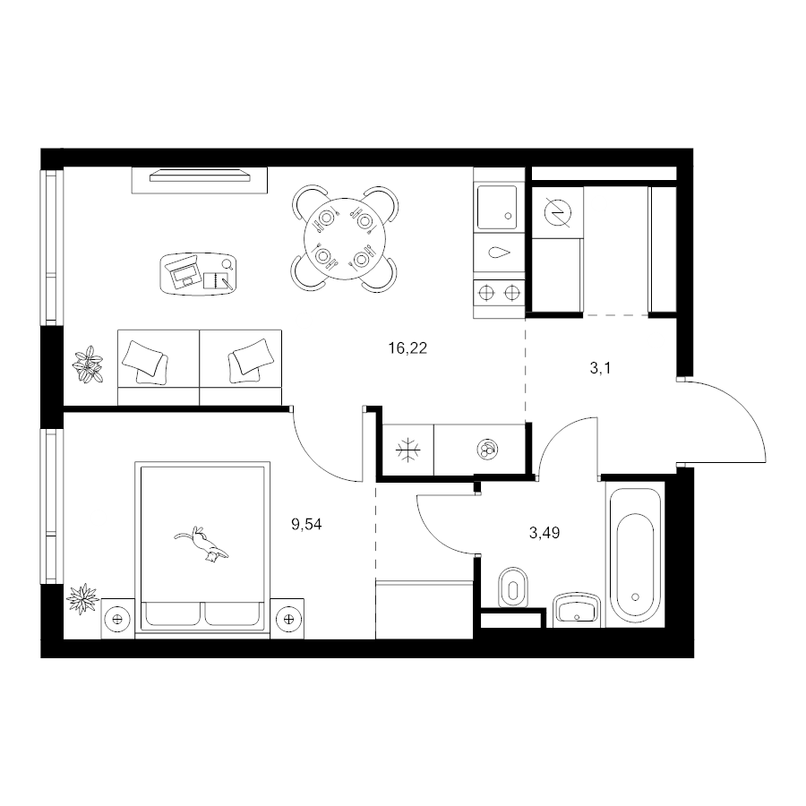 2 ккв (Евро) 36,9 м²