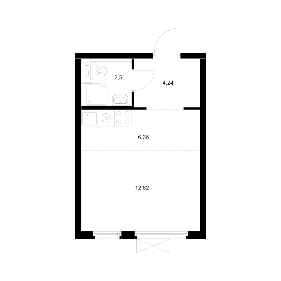 Студия 25 м²