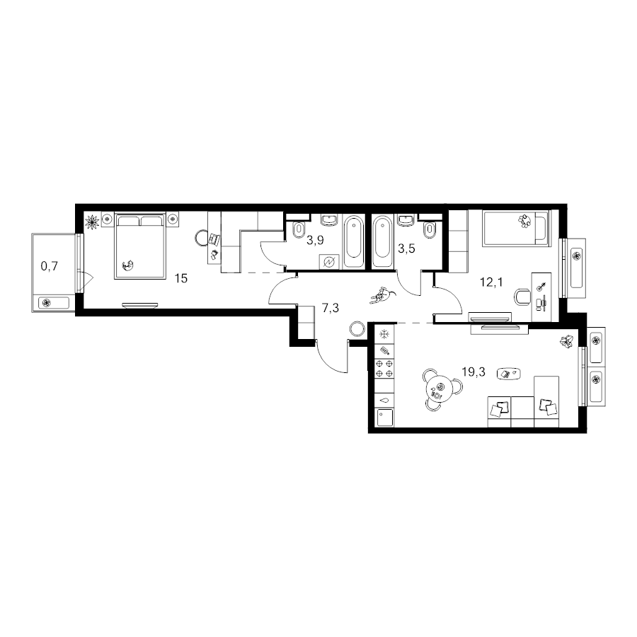 3 ккв (Евро) 65,5 м²