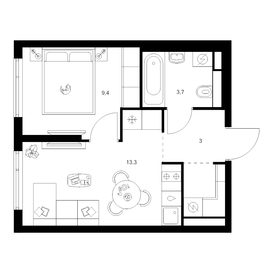 1 ккв 31,4 м²